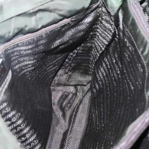 PRADA Shoulder Bag Nylon Khaki Silver Auth bs25613 - Picture 11 of 16